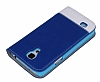 Samsung i9190 Galaxy S4 mini Gizli Mknatsl Pencereli Mavi Deri Klf - Resim: 4