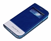 Samsung i9190 Galaxy S4 mini Gizli Mknatsl Pencereli Mavi Deri Klf - Resim: 3