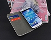 Samsung i9500 Galaxy S4 Gizli Mknatsl Standl Silver Deri Klf - Resim: 4