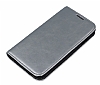Samsung i9500 Galaxy S4 Gizli Mknatsl Standl Silver Deri Klf - Resim: 2