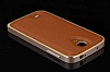Eiroo Samsung i9500 Galaxy S4 Metal Kenarl Gold Deri Klf - Resim: 4