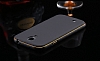 Eiroo Samsung i9500 Galaxy S4 Metal Kenarl Siyah Rubber Klf - Resim: 1