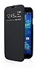 Eiroo Samsung i9500 Galaxy S4 Pencereli Uyku Modlu nce Yan Kapakl Siyah Klf - Resim: 3