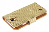 Eiroo Samsung i9500 Galaxy S4 Tal Czdanl Gold Deri Klf - Resim: 4