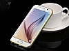 Eiroo Samsung i9800 Galaxy S6 Metal Kenarl Beyaz Deri Klf - Resim: 5