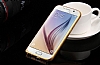 Eiroo Samsung i9800 Galaxy S6 Metal Kenarl Gold Deri Klf - Resim: 7