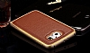 Eiroo Samsung i9800 Galaxy S6 Metal Kenarl Gold Deri Klf - Resim: 9
