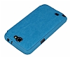 Eiroo Samsung N7100 Galaxy Note 2 Vantuzlu ift Pencereli Mavi Deri Klf - Resim: 1