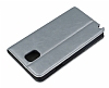 Samsung N9000 Galaxy Note 3 Gizli Mknatsl Standl Silver Deri Klf - Resim: 4