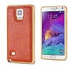 Eiroo Samsung N9100 Galaxy Note 4 Metal Kenarl Gold Deri Klf - Resim: 3