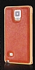 Eiroo Samsung N9100 Galaxy Note 4 Metal Kenarl Gold Deri Klf - Resim: 4