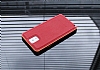 Eiroo Samsung N9000 Galaxy Note 3 Metal Kenarl Krmz Deri Klf - Resim: 3
