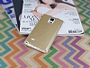 Samsung N9100 Galaxy Note 4 Ultra nce Deri Gold Silikon Klf - Resim: 2