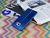 Fit Samsung Galaxy S6 Edge Plus Ultra nce Metalik Mavi Silikon Klf - Resim: 2