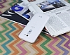 LG G2 Deri Desenli Ultra nce effaf Beyaz Silikon Klf - Resim: 1