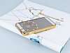 Eiroo Signet iPhone SE / 5 / 5S Tal Desenli Gold effaf Rubber Klf - Resim: 1