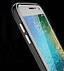 Eiroo Slicoo Samsung Galaxy E7 Silver Metalik Kenarl effaf Silikon Klf - Resim: 1