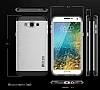 Eiroo Slicoo Samsung Galaxy E7 Dark Silver Metalik Kenarl effaf Silikon Klf - Resim: 3