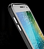 Eiroo Slicoo Samsung Galaxy E5 Silver Metalik Kenarl effaf Silikon Klf - Resim: 2