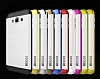 Eiroo Slicoo Samsung Galaxy E5 Silver Metalik Kenarl effaf Silikon Klf - Resim: 4