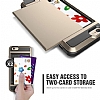 Eiroo Sliding Card iPhone SE / 5 / 5S Ultra Koruma Gold Klf - Resim: 2
