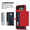 Eiroo Sliding Card Samsung Galaxy S7 Edge Ultra Koruma Krmz Klf - Resim: 1