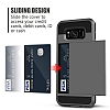 Eiroo Sliding Card Samsung Galaxy S8 Plus Ultra Koruma Dark Silver Klf - Resim: 1