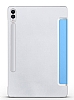 Eiroo Smart Samsung Galaxy Tab S9 FE Plus Kapakl Standl Mavi Deri Klf - Resim: 2