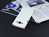 Samsung Galaxy J5 Gizli Mknatsl ift Pencereli Beyaz Deri Klf - Resim: 2