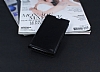 Sony Xperia E4g Gizli Mknatsl Yan Kapakl Siyah Deri Klf - Resim: 1