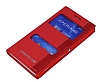Sony Xperia M2 Gizli Mknatsl ift Pencereli Krmz Deri Klf - Resim: 1