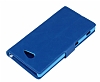 Eiroo Sony Xperia M2 Standl Czdanl Mavi Deri Klf - Resim: 4