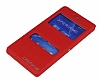Eiroo Sony Xperia M2 Vantuzlu Pencereli Krmz Deri Klf - Resim: 3
