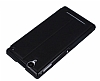Eiroo Sony Xperia T2 Ultra Vantuzlu Pencereli Siyah Deri Klf - Resim: 1