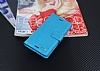 Eiroo Sony Xperia X Czdanl Yan Kapakl Mavi Deri Klf - Resim: 3