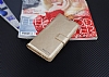 Eiroo Sony Xperia XA Czdanl Yan Kapakl Gold Deri Klf - Resim: 6