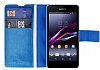 Eiroo Sony Xperia Z1 Compact Standl Czdanl Mavi Deri Klf - Resim: 2