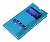 Sony Xperia Z1 Gizli Mknatsl ift Pencereli Mavi Deri Klf - Resim: 1