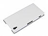 Sony Xperia Z2 Gizli Mknatsl nce Yan Kapakl Beyaz Deri Klf - Resim: 1