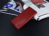 Sony Xperia Z2 Gizli Mknatsl Pencereli Krmz Deri Klf - Resim: 2