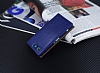 Sony Xperia Z3 Compact Gizli Mknatsl Pencereli Lacivert Deri Klf - Resim: 2