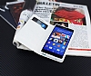 Eiroo Sony Xperia Z3 Compact Standl Czdanl Beyaz Deri Klf - Resim: 3