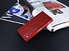 Sony Xperia Z3 Gizli Mknatsl Pencereli Krmz Deri Klf - Resim: 1
