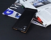 Sony Xperia Z3 Plus Gizli Mknatsl ift Pencereli Siyah Deri Klf - Resim: 2