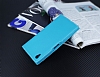 Sony Xperia Z5 Premium Gizli Mknatsl ereveli Mavi Deri Klf - Resim: 1