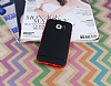 Eiroo Stripe Samsung i9800 Galaxy S6 Krmz Kenarl Siyah Silikon Klf - Resim: 1