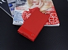 Vodafone Smart 7 Pro Gizli Mknatsl Yan Kapakl Krmz Deri Klf - Resim: 2