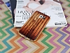 Eiroo Wooden Samsung Galaxy S6 Metal Kenarl Kahverengi Rubber Klf - Resim: 1