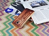 Eiroo Wooden Samsung i9600 Galaxy S5 Metal Kenarl Kahverengi Rubber Klf - Resim: 2