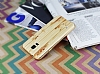 Eiroo Wooden Samsung i9600 Galaxy S5 Metal Kenarl izgili Rubber Klf - Resim: 2